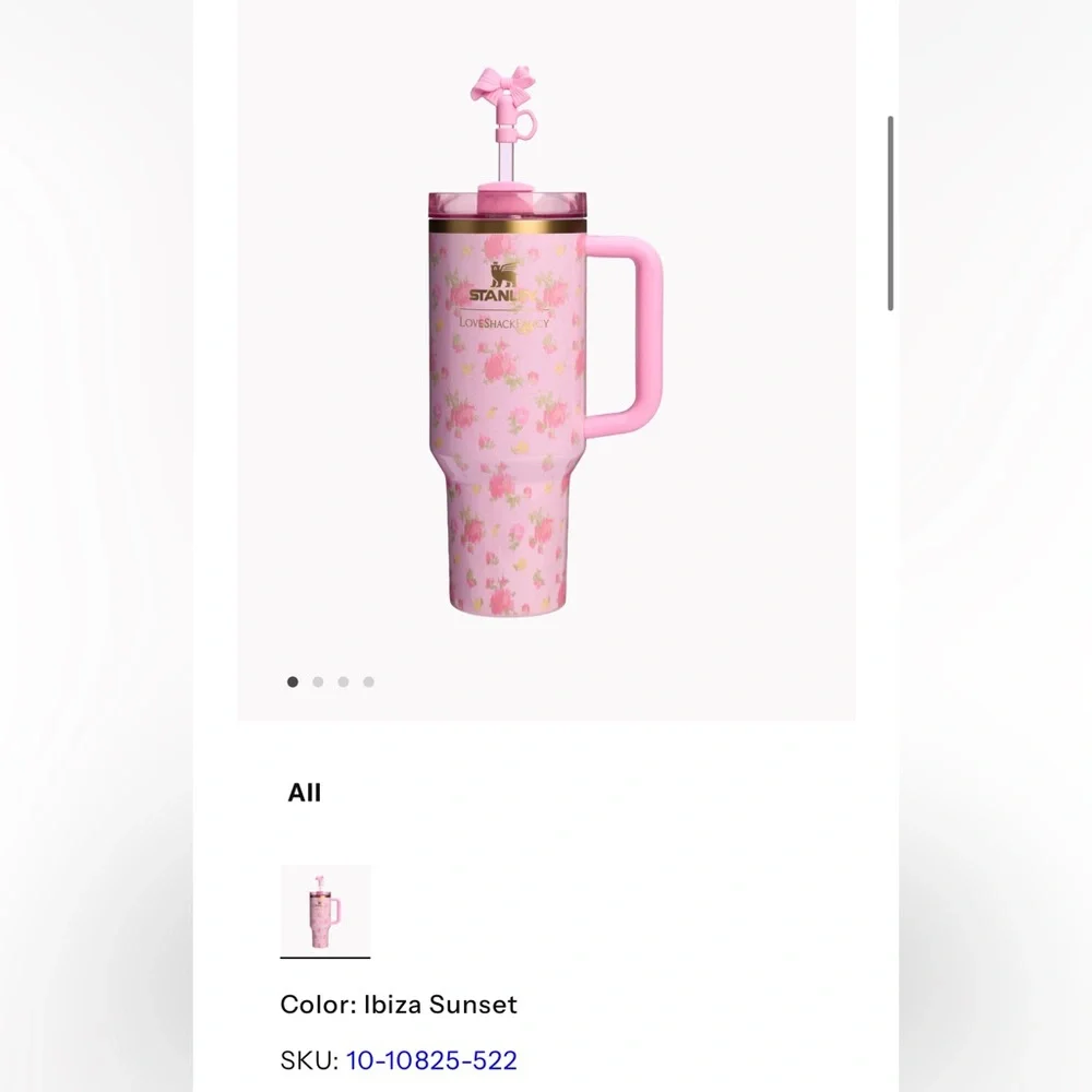 LoveShackFancy Pink Floral Tumbler 40oz - Picture 8 of 10